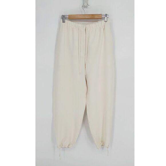Aritzia Wilfred Drawstring Zip Crop Jogger Pants in Ecru Cream Women's 6 - Picture 1 of 9